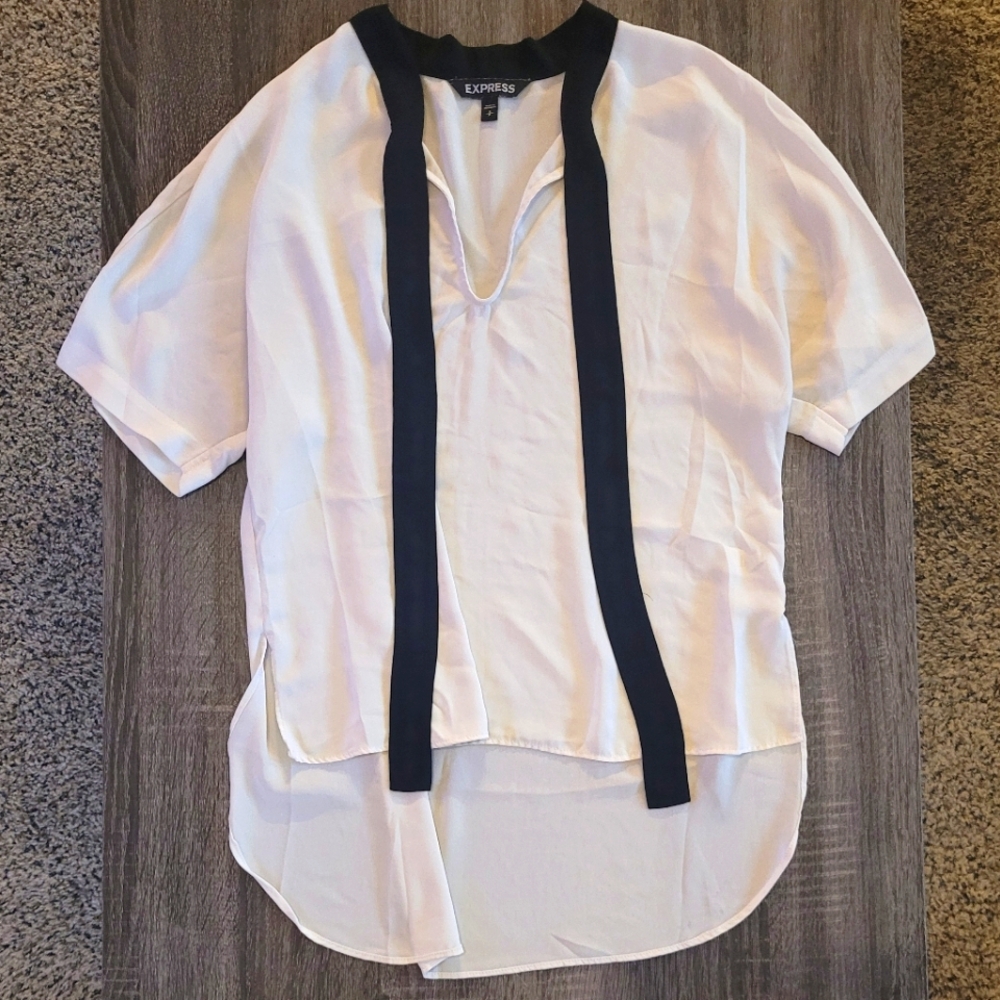 Express White Tie Front Blouse